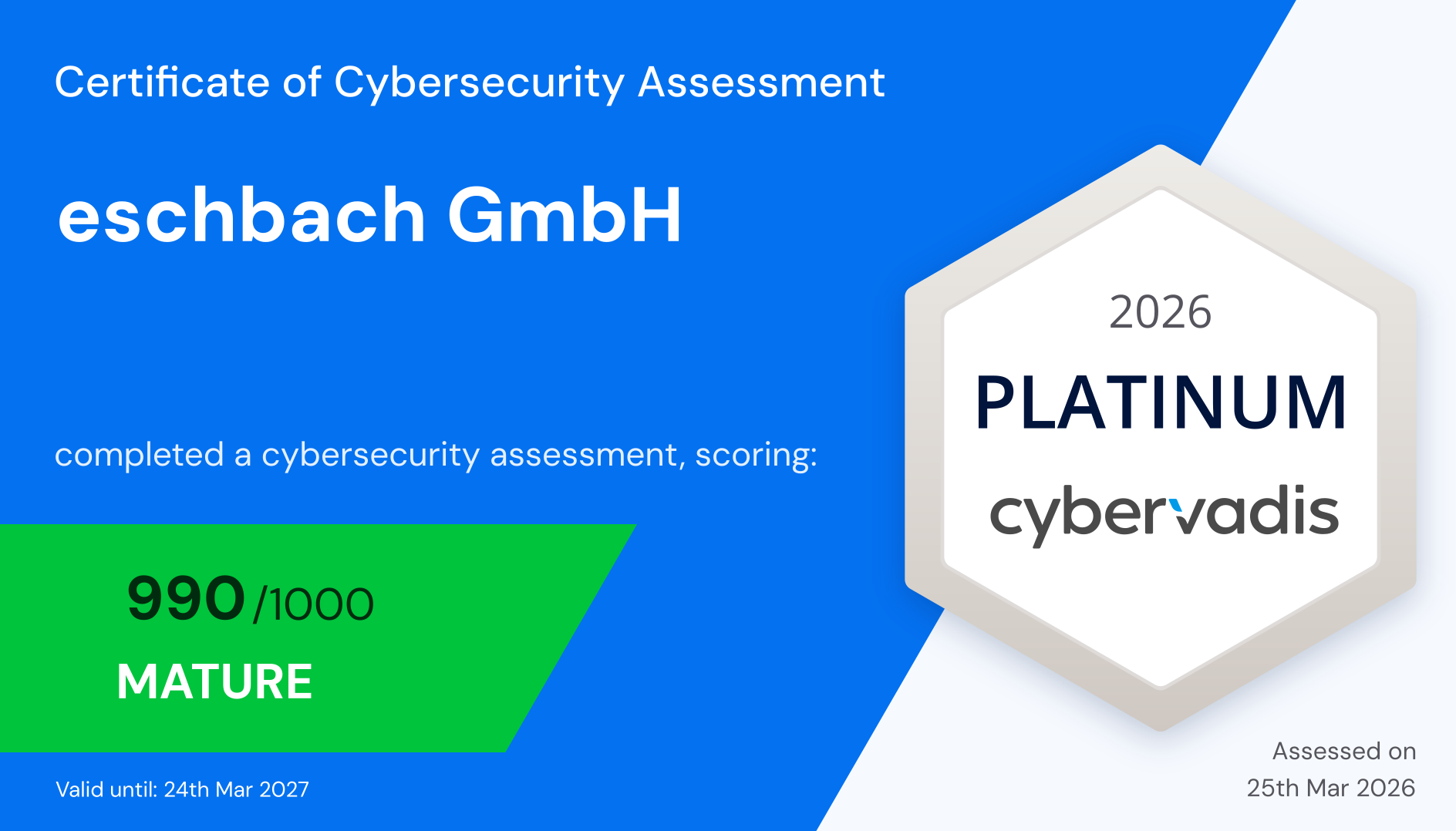 CyberVadis Certificate 2026